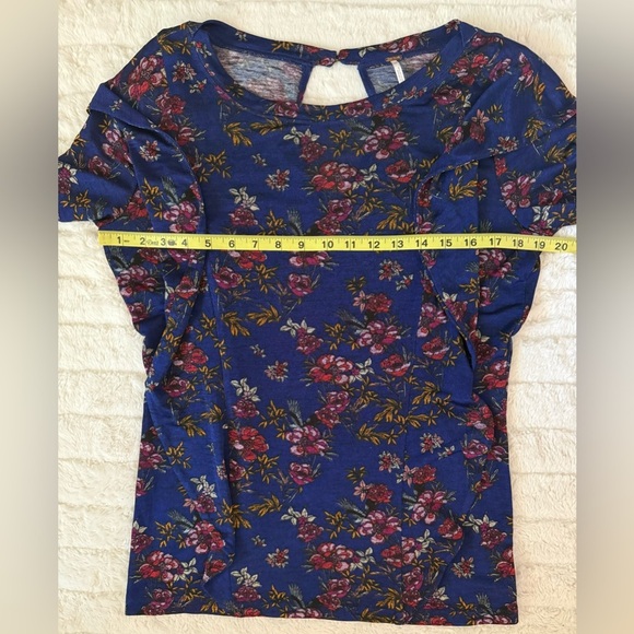 Free People Dock Street Knit Top Royal Blue Floral Shirt Women’s Size M NWOT - Picture 5 of 5